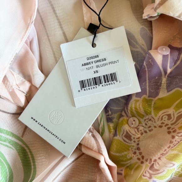 Sabina Musayev NWT Abbey Long Sleeve Floral Shimmer Mini Dress Blush Print XS - Picture 9 of 9